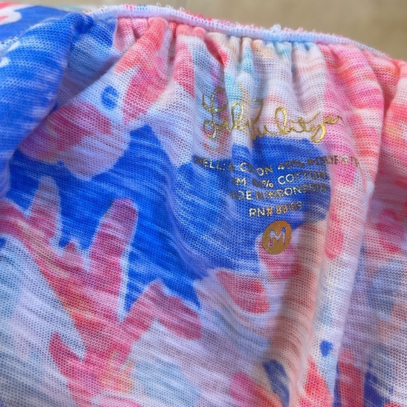 Lilly Pulitzer Zaylee Off Shoulder Blouse Top Lace Sleeve Elastic Neck Medium - Picture 8 of 10